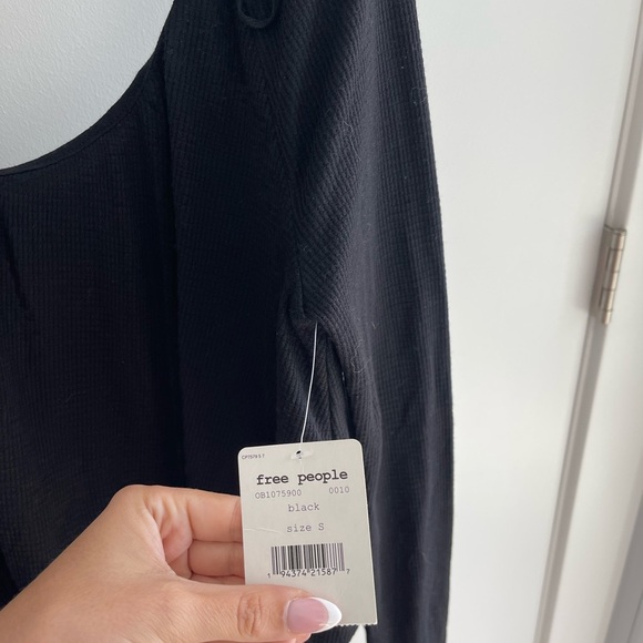 Free People Ribbed Black Long Sleeve Blouse - Picture 5 of 7